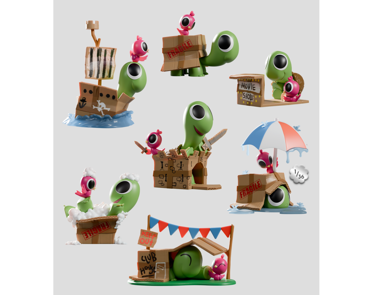 Box Turtle & Bird Blind Box (Cajita sorpresa) - Kaleidos Creative