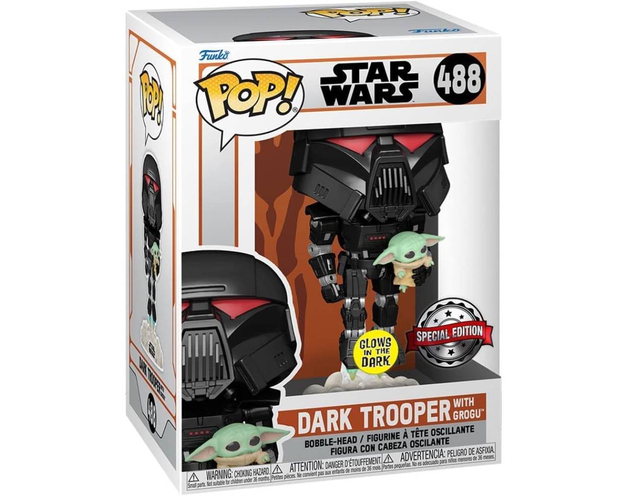 Dark Trooper with Grogu glows in the dark - Star Wars Pop! Vinyl
